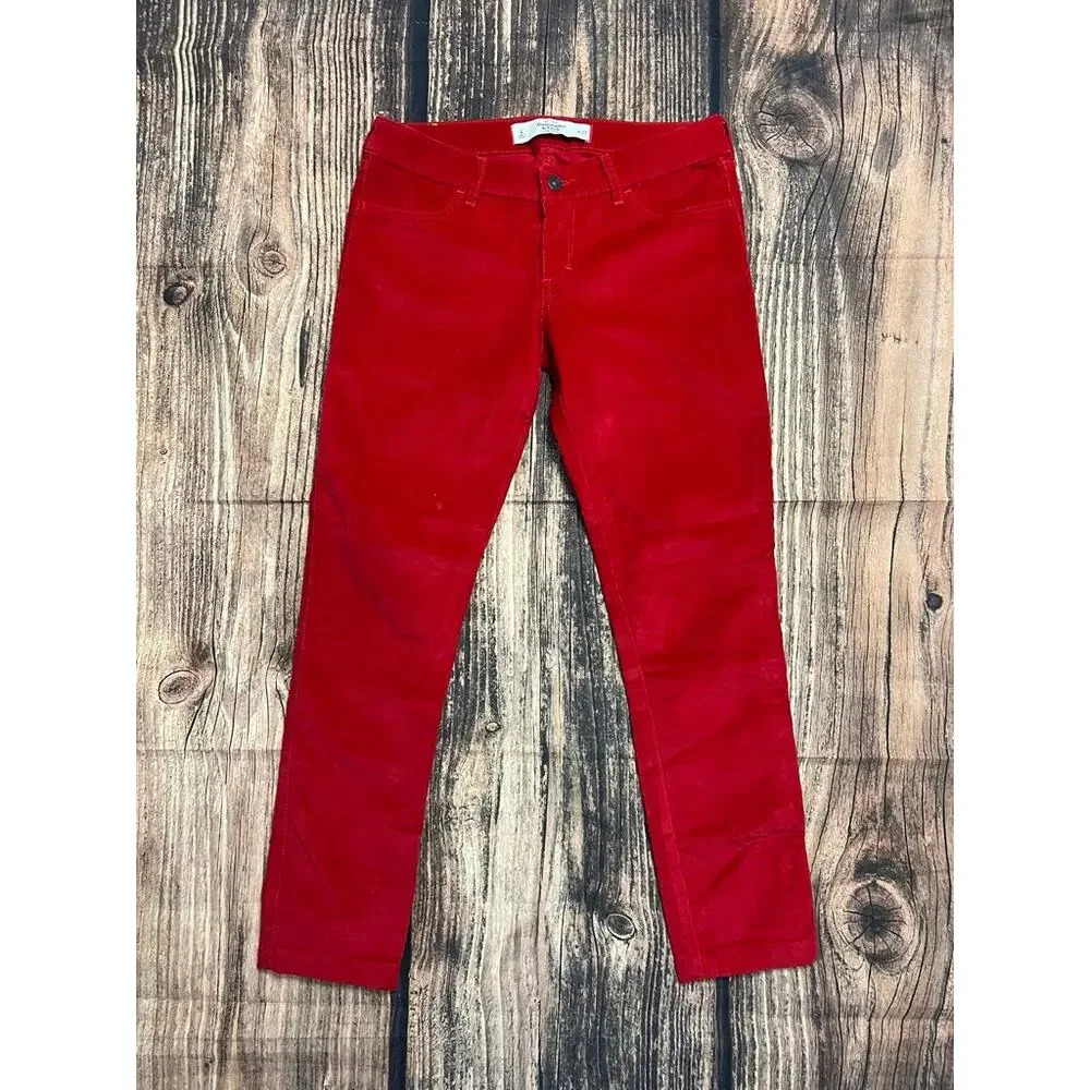 Abercrombie &‎ Fitch Women's Red Corduroy Ankle Jeans Size 4